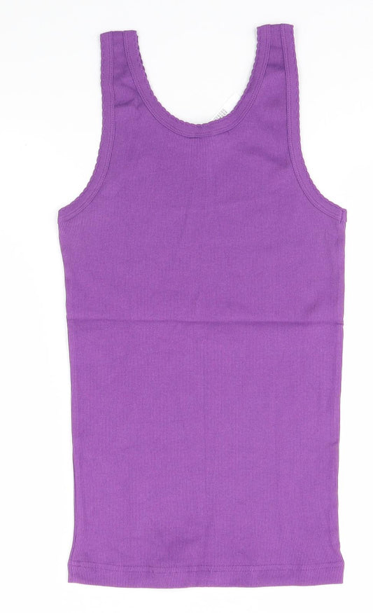 Petite Fleur Womens Purple Striped Basic Tank Size 12