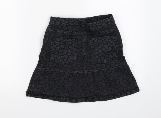 TU Girls Black Animal Print Straight & Pencil Skirt Size 9 Years