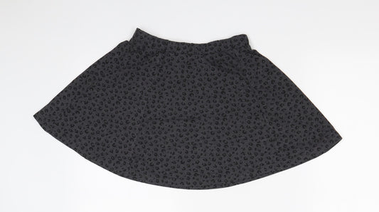 H&M Girls Grey Animal Print Skater Skirt Size 9-10 Years