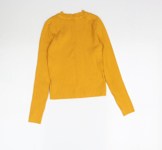 H&M Womens Yellow Knit Pullover Jumper Size XS