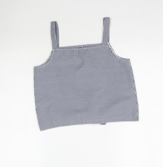 Primark Girls Blue Plaid Basic Tank Size 12-13 Years - Tie Detail Check print