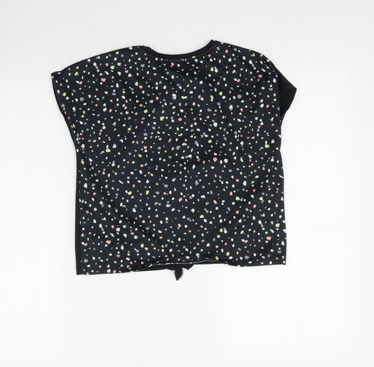 George Girls Black Basic T-Shirt Size 8-9 Years - Tie detail
