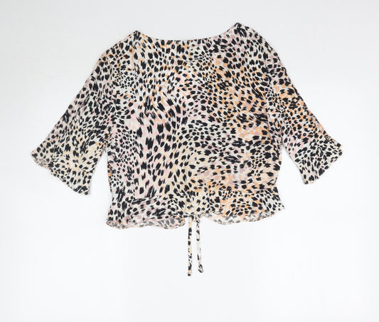 New Look Womens Multicoloured Animal Print Basic Blouse Size 12