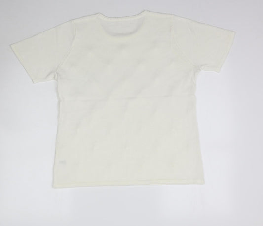 Preworn Womens Ivory Knit Basic Blouse Size M - Pearl detail