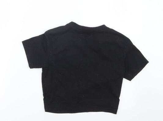 Missguided Womens Black Cropped T-Shirt Size 8