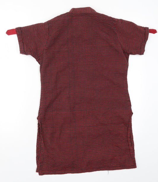 Preworn Womens Red Check Basic T-Shirt Size 12