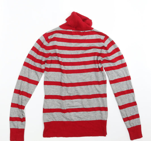Warehouse Womens Red Striped Pullover Sweatshirt Size 8