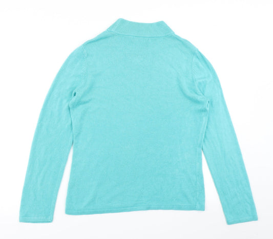 BM Colelction Womens Blue Knit Pullover Jumper Size S