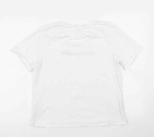 H&M Womens White Basic T-Shirt Size M