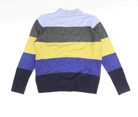 M&s Womens Blue Striped Pullover Jumper Size 12