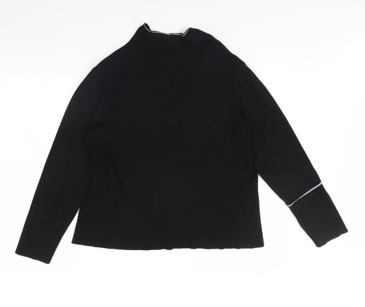 Roman Womens Black Basic Blouse Size L - Shoulder Pads