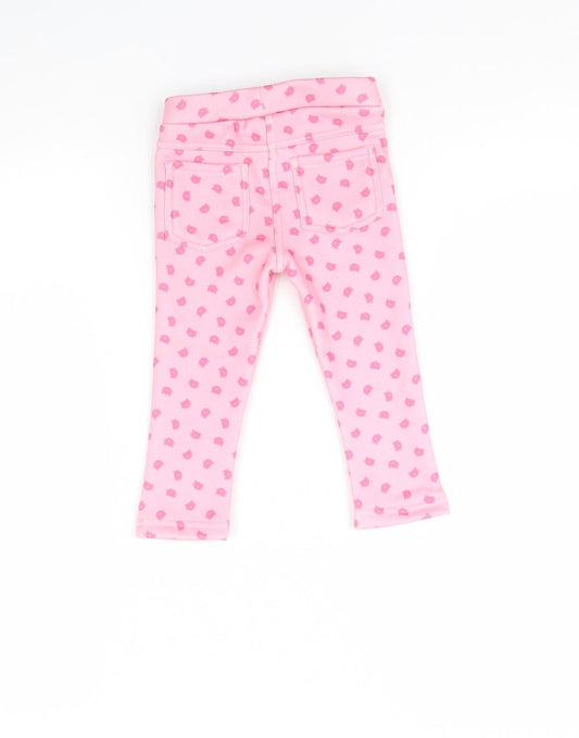 Topomini Girls Pink Animal Print Capri Trousers Size 12 Months - cat