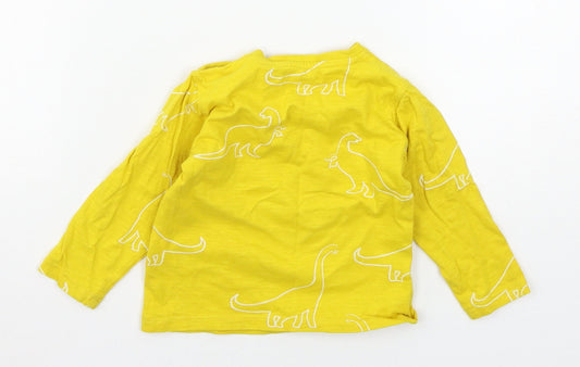 Marks and Spencer Boys Yellow Geometric Jersey Basic T-Shirt Size 9-12 Months - Dinosaur