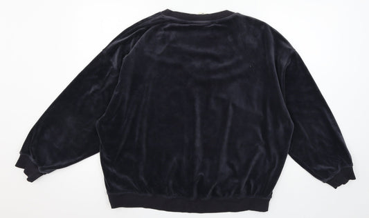H&M Womens Blue Velour Pullover Sweatshirt Size M