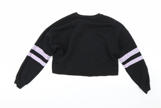New Look Girls Black Striped Pullover Sweatshirt Size 12-13 Years