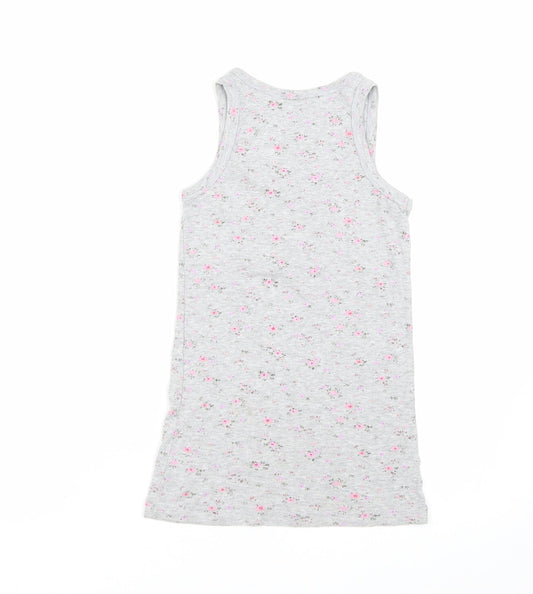 Milk & Honey Girls Grey Floral Top Pyjama Top Size 7-8 Years