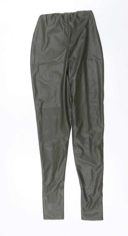 PRETTYLITTLETHING Womens Green Trousers Size 10 L32 in