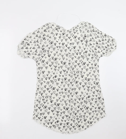 Zara Womens White Geometric Knit Pullover Jumper Size M - Heart pattern