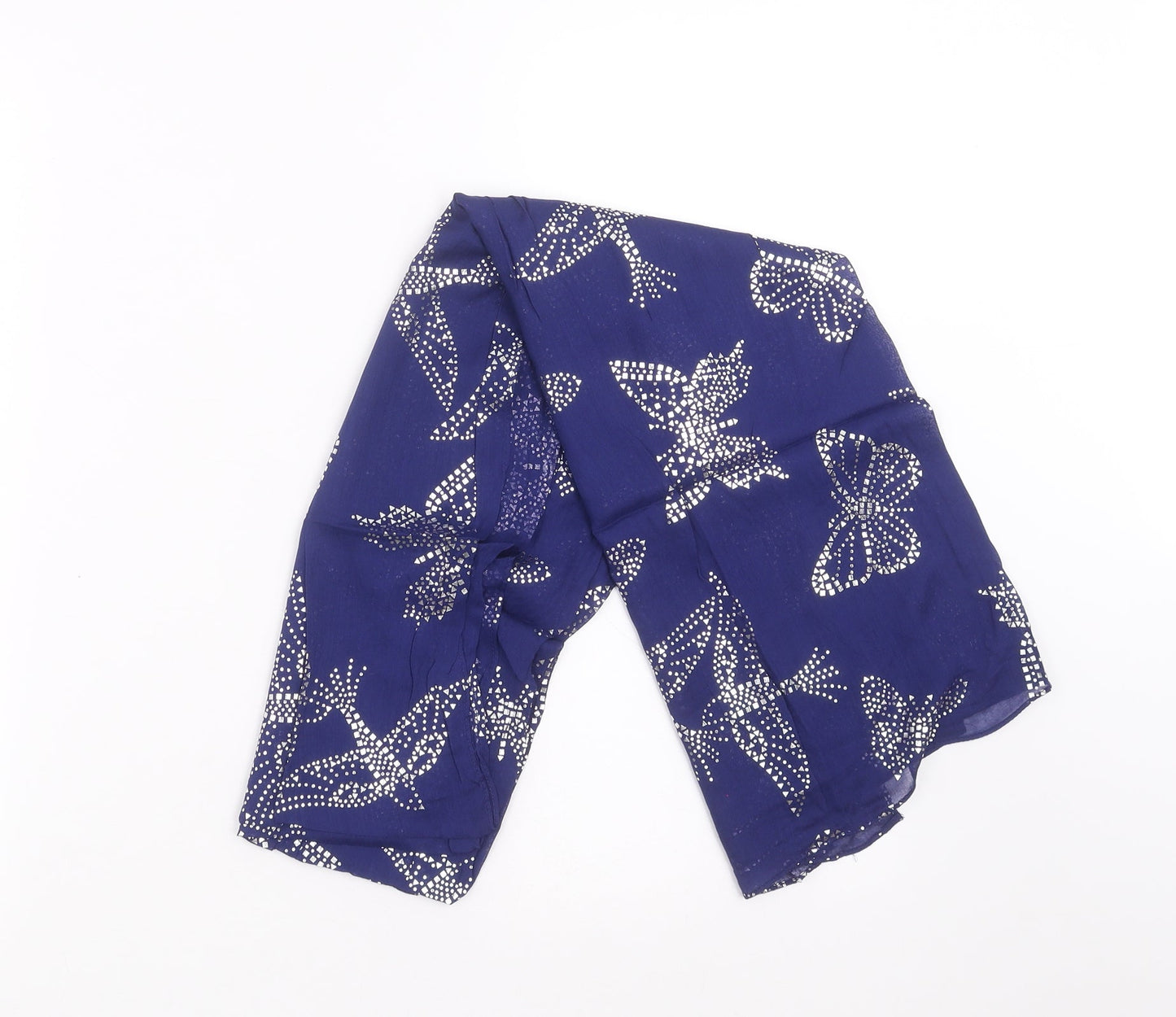 Preworn Womens Blue Scarf - Bird pattern