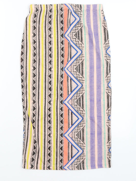 Glamorous Womens Beige Geometric A-Line Skirt Size 10
