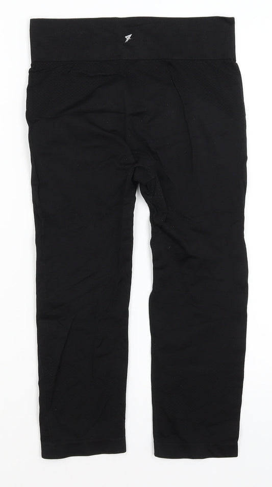 Workout Womens Black Cropped Leggings Size 10 L19 in
