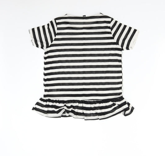Blonde & Blonde Womens Multicoloured Striped Basic T-Shirt Size 8