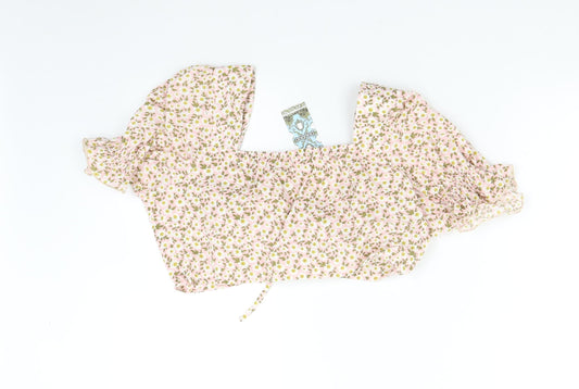 Boohoo Womens Pink Floral Basic Blouse Size 12