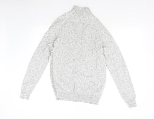 George Mens Grey Knit Henley Jumper Size M