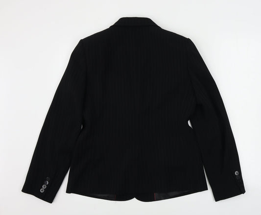 AMARANTO Womens Black Striped Jacket Blazer Size 12