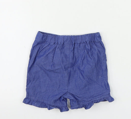 Marks and Spencer Girls Blue Cargo Trousers Size 9-12 Months
