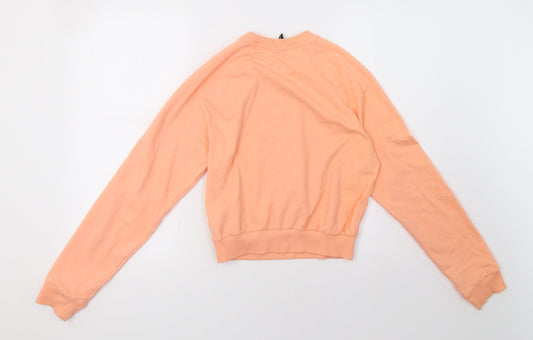 H&M Womens Orange Pullover Sweatshirt Size XS