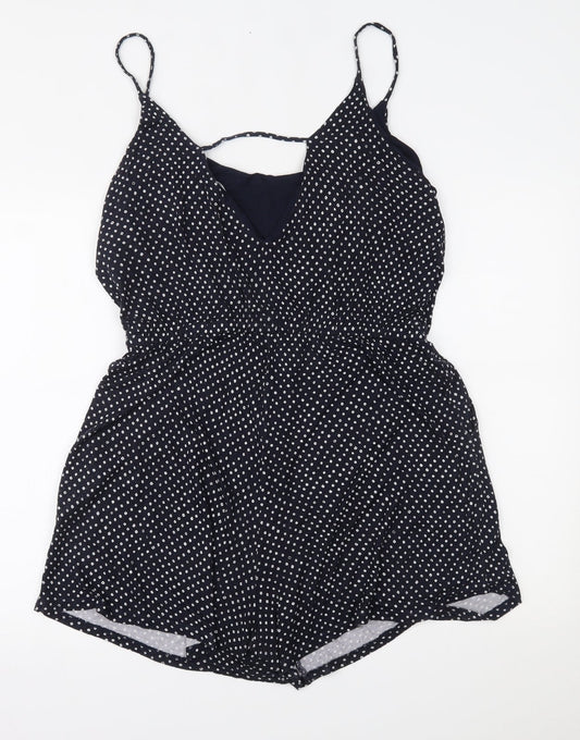 H&M Womens Blue Polka Dot Romper One-Piece Size L