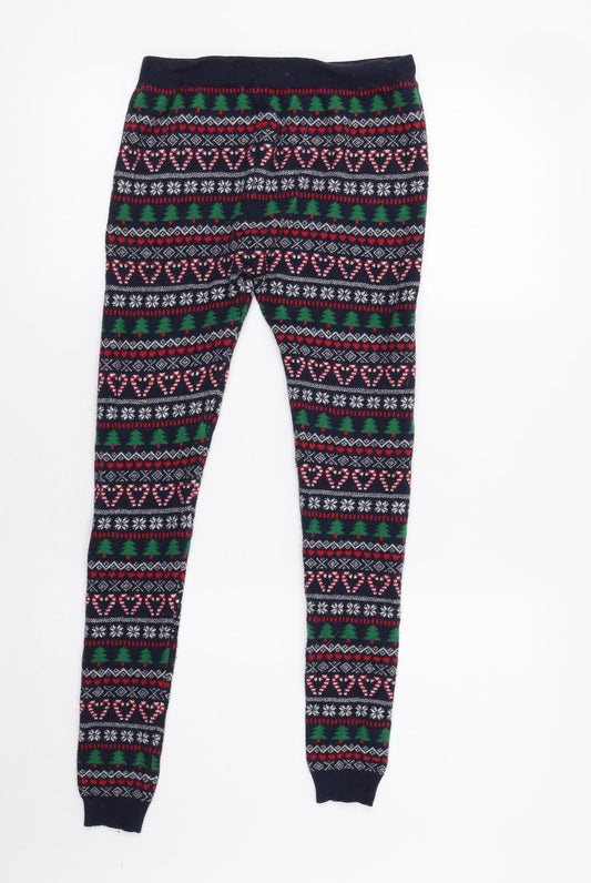 Primark Womens Blue Fair Isle Harem Leggings Size 8 L27 in