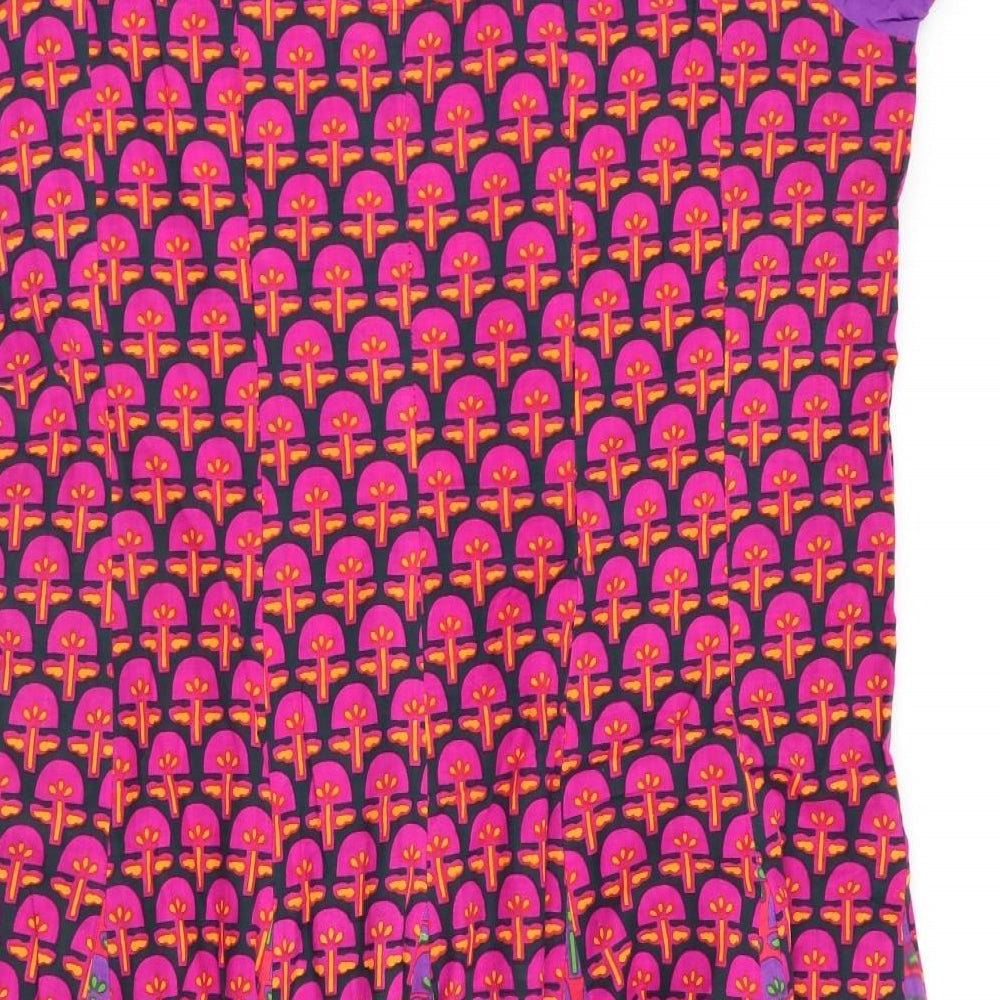 Haute Curry Womens Pink Floral Fit & Flare Size L - neck tie detail