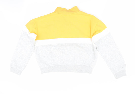 H&M Girls Yellow Colourblock Pullover Sweatshirt Size 10-11 Years - Make new memories
