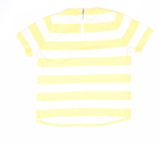 NEXT Womens Yellow Striped Pullover Jumper Size 10 - Back Zip