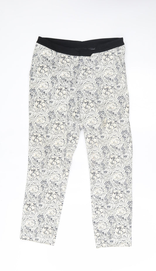 H&M Womens White Floral Trousers Size 31 in L25 in