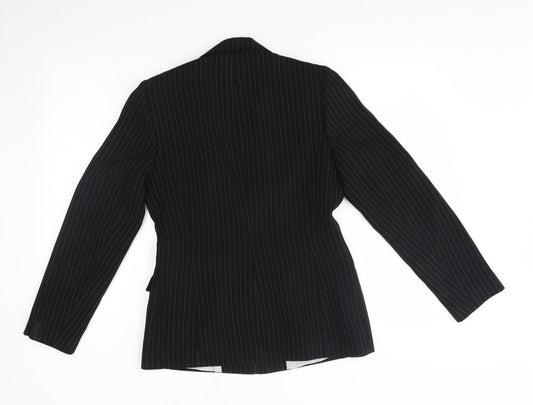 NLCollection Womens Black Striped Jacket Blazer Size 10