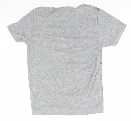 Easy Mens Grey Floral T-Shirt Size M