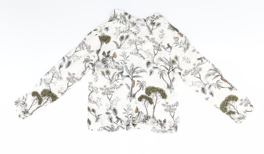 Etam Womens White Floral Basic Button-Up Size XS