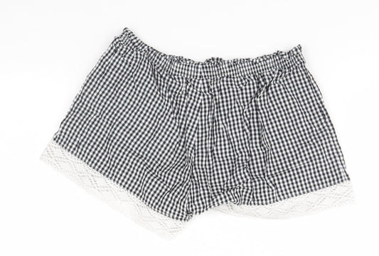 F&F Womens Black Check Cut-Off Shorts Size 8