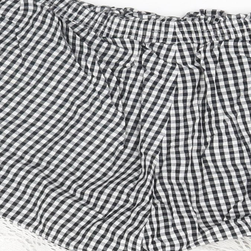 F&F Womens Black Check Cut-Off Shorts Size 8