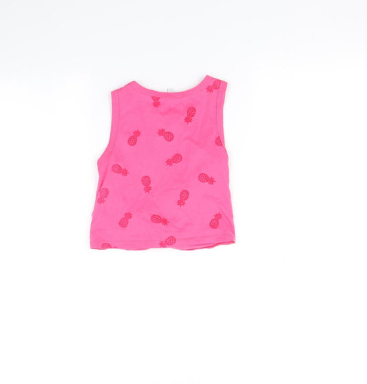 Bluezoo Girls Pink Camisole T-Shirt Size 6-7 Years - Pineapple print