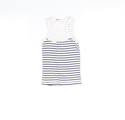 George Girls Blue Striped Basic T-Shirt Size 6-7 Years