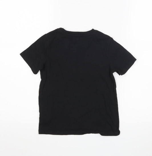 H&M Girls Black Basic T-Shirt Size 5-6 Years