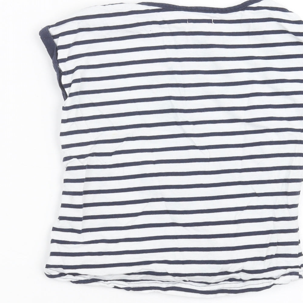 LILY&DAN Girls White Striped Basic T-Shirt Size 5-6 Years