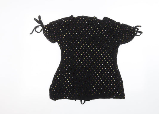 Luna Loves Womens Black Polka Dot Basic T-Shirt Size 6