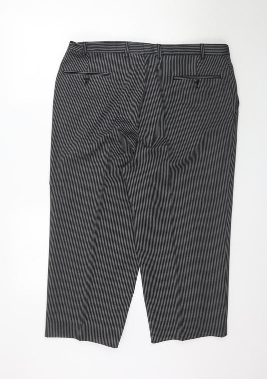 Preworn Womens Grey Striped Trousers Size L L23 in
