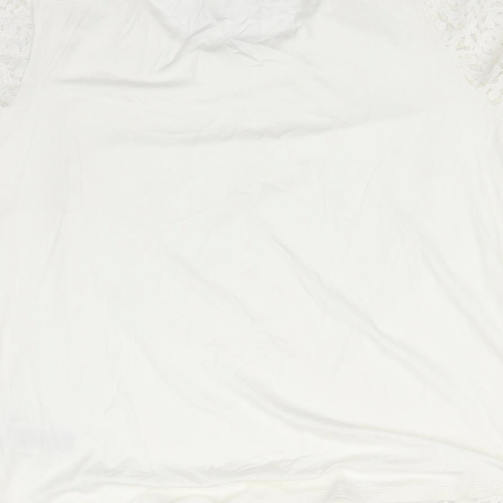 M&S Womens White Floral Basic T-Shirt Size 12