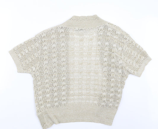 Monique Womens Beige Knit Cardigan Jumper Size L